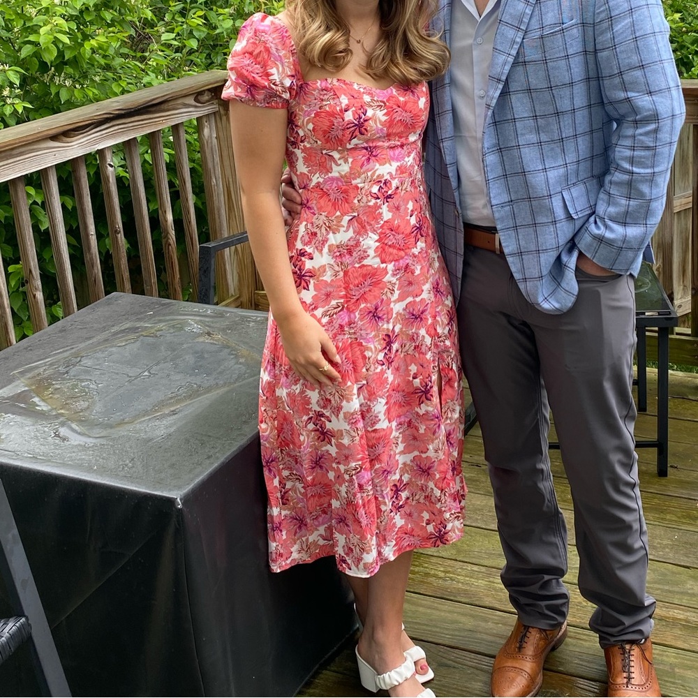 Hello Molly Hot Pink Floral MIDI Dress
